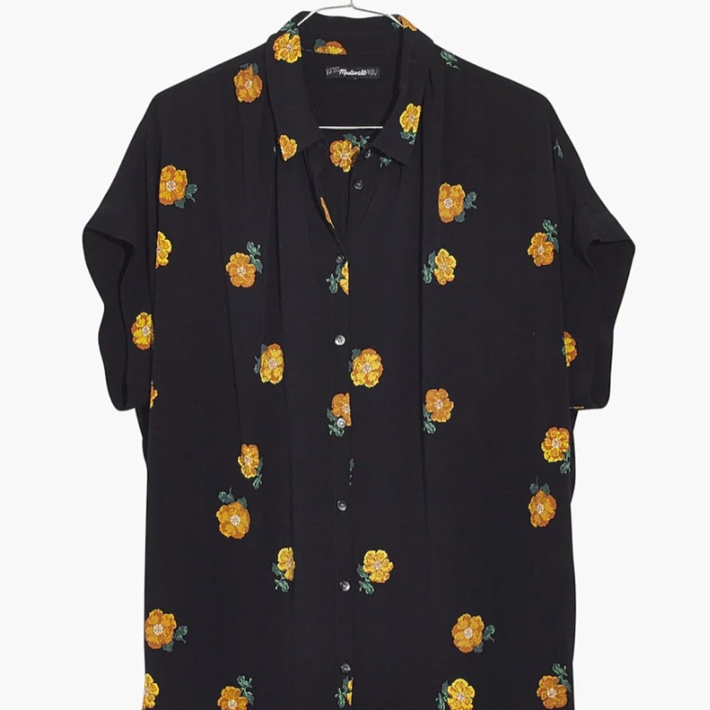 Madewell Drapey Central Shirt Floating Florets Button Up Blouse